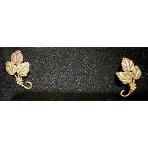 Vintage Black Hills Gold 10-12K Tri-Color Leaf Grapes Pierced Earrings